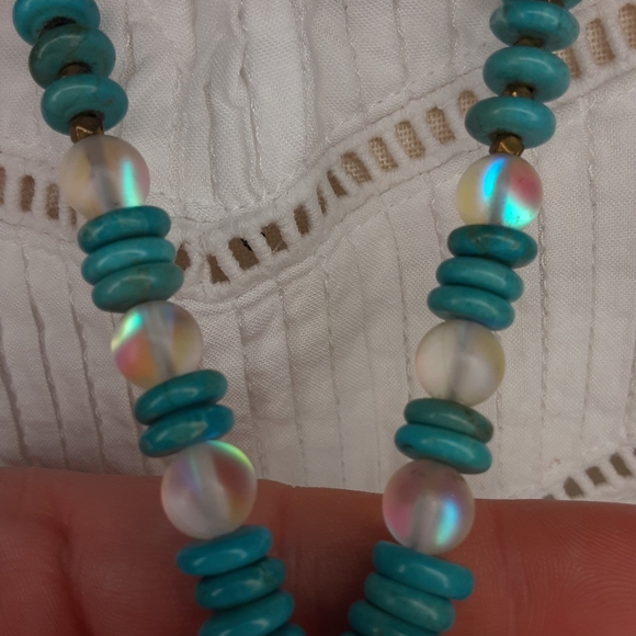 🚨LAST CHANCE🚨 Boho Long Blue Geode Necklace w/Bronze and Tan 🩵🤎 - Picture 5 of 5